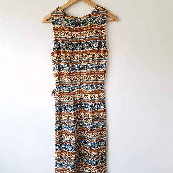 VTG Maggy London by Kenneth Colan 100% Silk Floral Abstract Midi Dress Size 8 - Picture 7 of 11